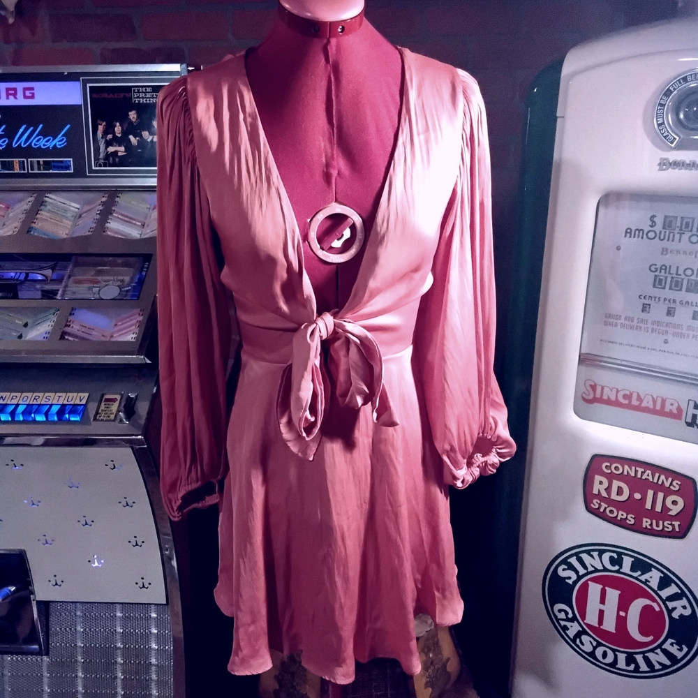 Stylish Pink Tie-Front Dress